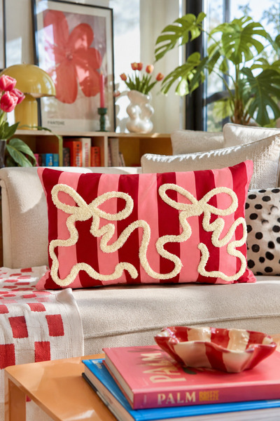 Pilloveland Punch Embroidered Throw Pillow Cover - 50X30 cm - Rectangular Pin...