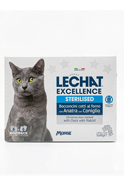 Monge Li Chat Excellence Sterilized Cat Wet Food with Duck and Rabbit Flavor ...