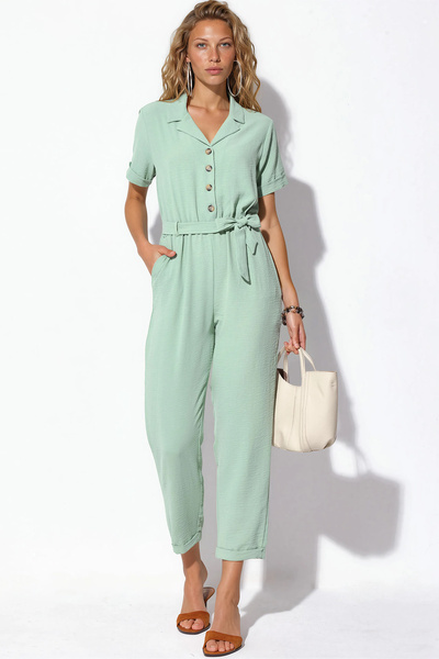 Merterium Women's Short Sleeve Ayrobin Jumpsuit 1555 - E.Green