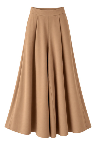 Buket Teke Camel Pleated Skirt Look Premium Trousers