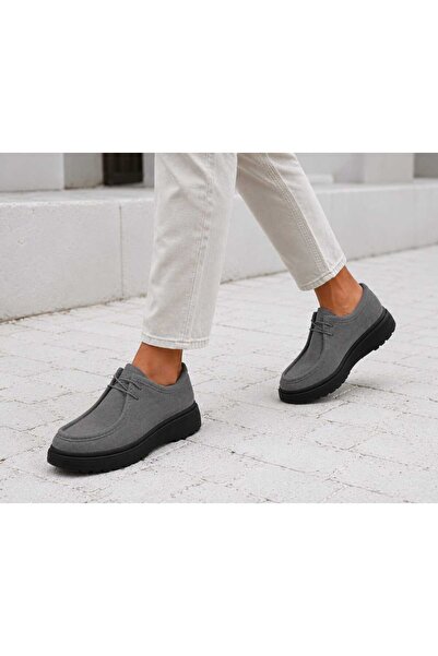 Oneka Shoes Kadın Günlük Bağcıklı Koyu gri süet 190826SKGS1821
