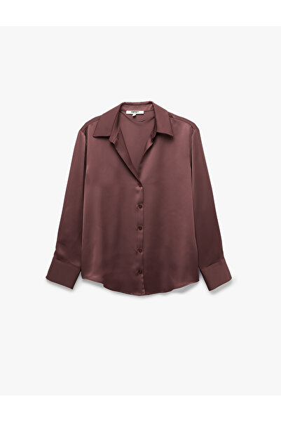 Koton Regular Fit Long Sleeve Buttoned Classic Collar Satin Shirt