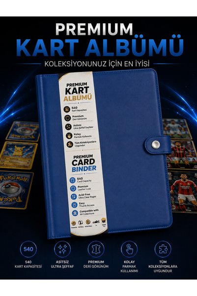 Genel Markalar Premium Deri Görünümlü Kart Albümü 540 'lı 9 Cepli 30 Sayfa ( ...