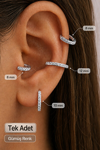 moonzy - minimalist & cozy Zirkon Taşlı Halka Piercing Tek Adet 6-8-10-12 mm ...