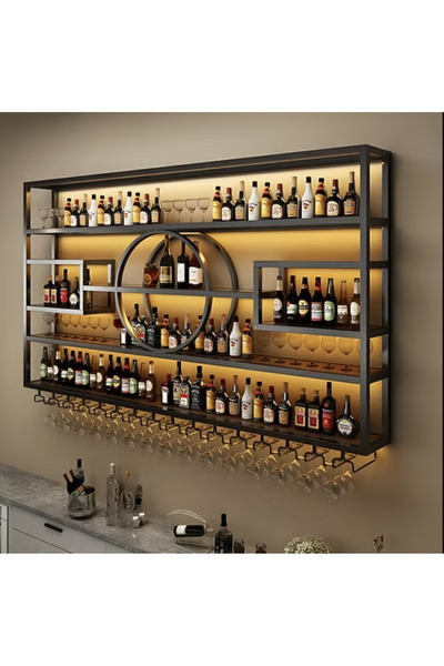 kold concept KOLD KC-001 Duvara Monte Modern Metal Şarap ve Kadeh Rafı