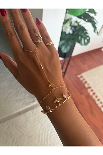 DGK COLLECTİON 18K gold renk altın kaplama,kare minik dorikalı,harika renkli ...
