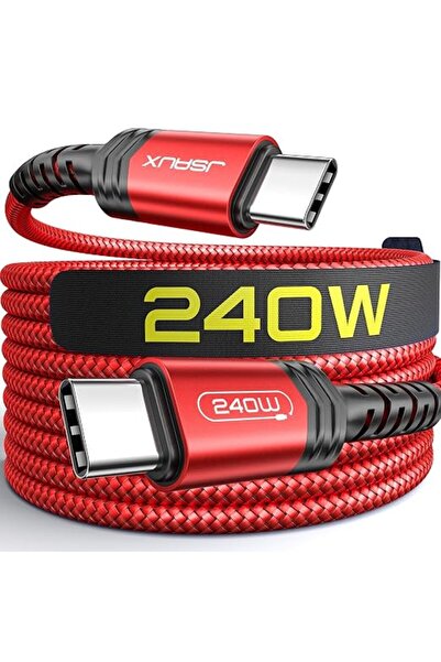GENERAL جي سوكس كيبل USB C الى USB C 240 واط بطول 2 متر، سلك من النوع C للشحن...
