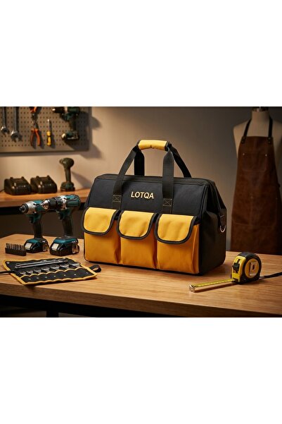 LOTQA 16” Profesyonel Çok Amaçlı Bez Alet Takım Çantası Orta Boy Çok Cepli Su...