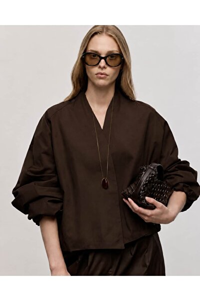 Serpirella Butik Double-Breasted Short Bomber Jacket