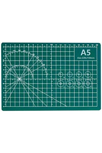 EmAyCenter A5 Kesme Matı 22x15 cm Kılavuz Çizgili Yeşil Hobi ve Maket Kesim Tablası