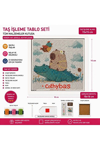 iğne izi 5D Diamond Stone Embroidery Painting Set with Capybara Pattern 18X18...