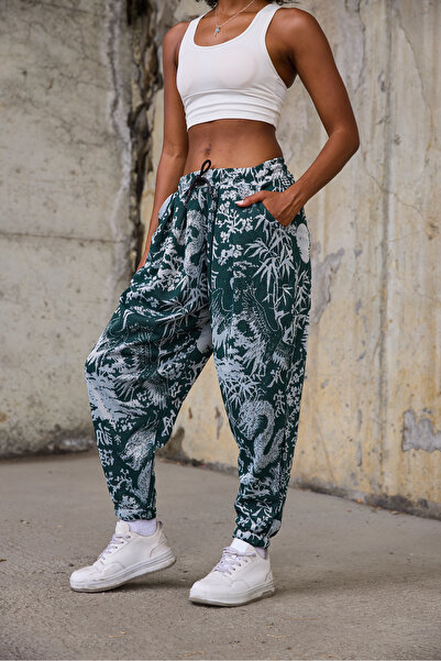 Superbluemexico Women's Pleated Trousers with Elastic Waist and Cuffs