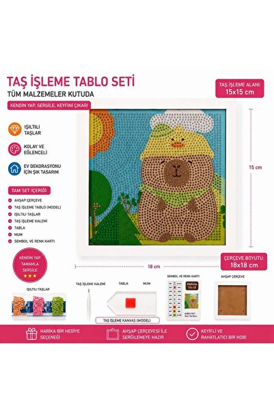 iğne izi 5D Diamond Stone Embroidery Painting Set with Capybara Pattern 18X18...