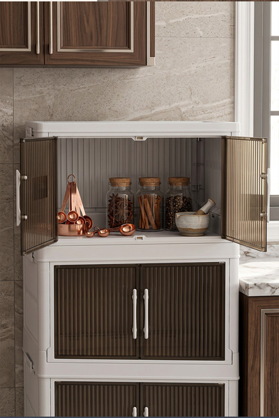 Kitchen Life XL 4 Katlı Tekerlekli İstiflenebilir Portatif Katlanabilir Çok Amaçlı Organizer Dolap-Mutfak Banyo Dolabı