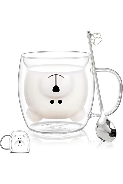 GENERAL Double Wall Insulated Glass Mugs with Cute Design for Espresso, Coffe...