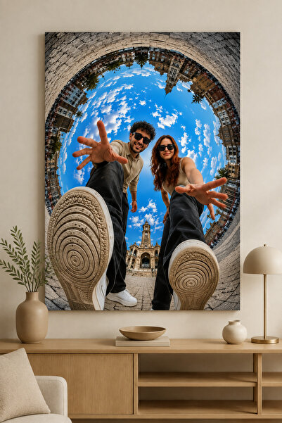 Yapay Zekâ ile Kişiye Özel Balık Gözü Efektli Tiny Planet Kanvas Tablo