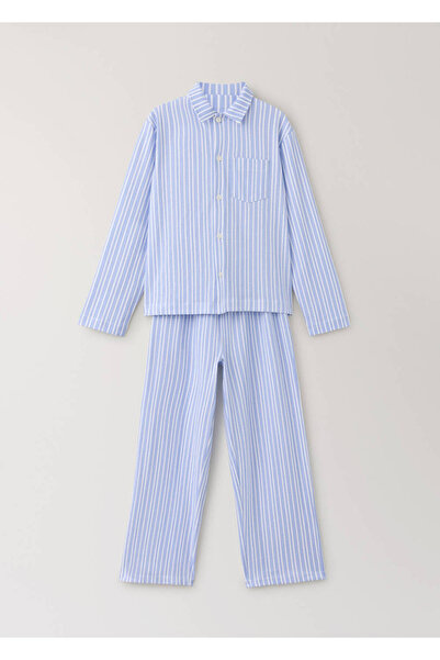 MANGO Kids Çizgili pamuklu pijama seti