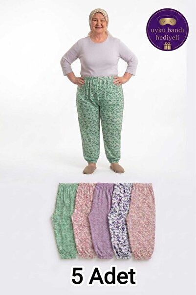 enmodaiçgiyim 5-Pack 100% Cotton Plus Size Mom Pajama Bottoms - Elastic Cuffs...
