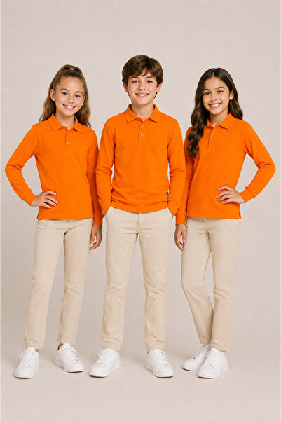 Soweto Children's Unisex 3-Piece Polo Collar Long Sleeve School T-Shirt 100% ...