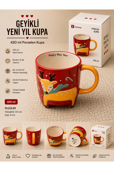 THIRTEEN SELECT Kabartmalı Kış Sevgisi Porselen Kupa 420 Ml
