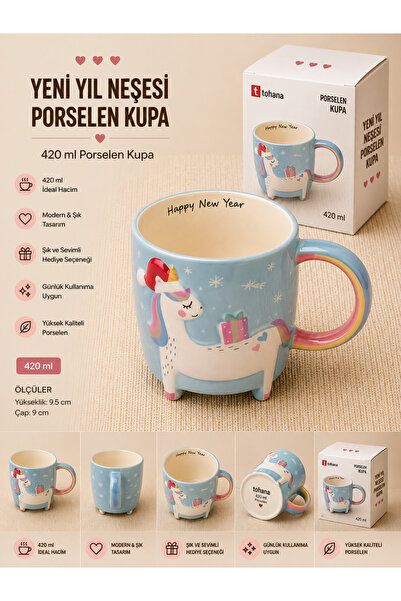 THIRTEEN SELECT Kabartmalı Kış Sevgisi Porselen Kupa 420 Ml
