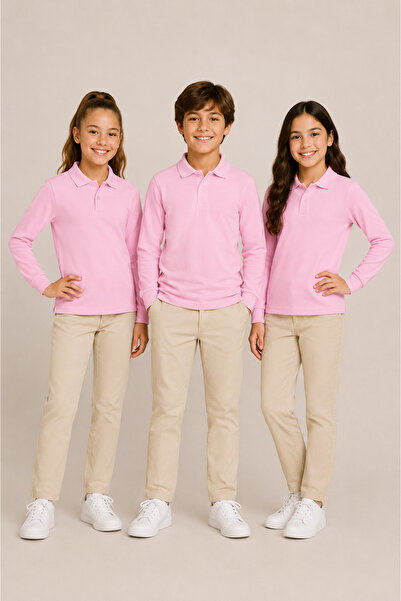 Soweto Children's Unisex 3-Piece Polo Collar Long Sleeve School T-Shirt 100% ...