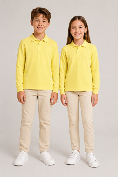Soweto Children's Unisex 2-Piece Polo Collar Long Sleeve School T-Shirt 100% ...