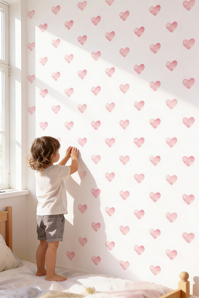 posterland Pembe Suluboya Kalpler Çocuk Odası Duvar Sticker Seti, Cam Sticker