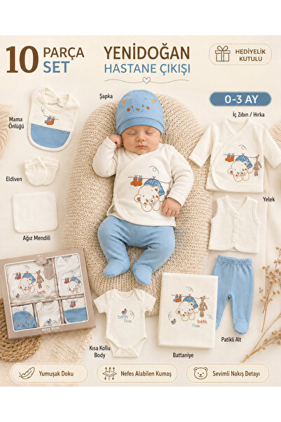 EDM Kidss Bath Time Teddy Bear Embroidered Baby Boy Set of 10 Hospital Releas...