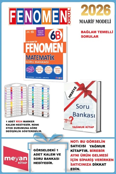 Fenomen Yayıncılık 6.Sınıf 6B Matematik Soru Bankası...Rich Marker Kalem ve S...
