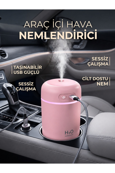 SEVORAHOME Araç İçi Mini Hava Nemlendirici LED Işıklı Taşınabilir Ultrasonik ...