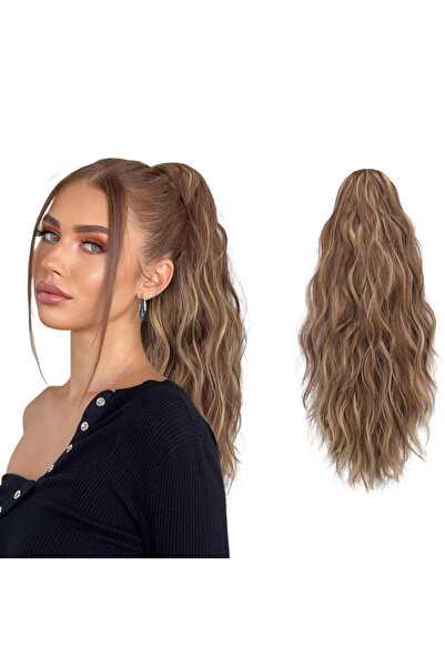 OtherMax Păr Extensii Coadă de Cal Clip Sintetic Ondulat Șaten 45 cm — coada ...