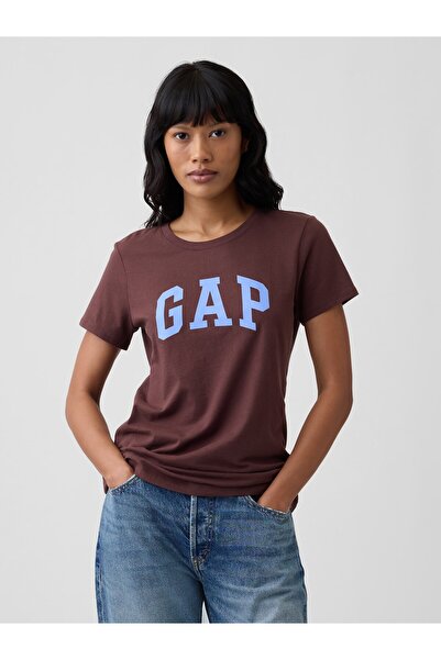 GAP Kadın Kahverengi Logo T-Shirt