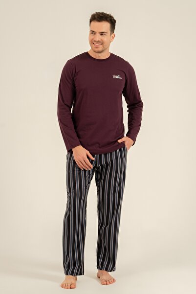 Arnetta Men'S, Purple, 100% Cotton, Long Sleeve Pajama Set (with Socks as a G...