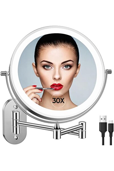 FUNTOUCH Rechargeable Wall Mounted Lighted Makeup Vanity Mirror 8 Inch Double...