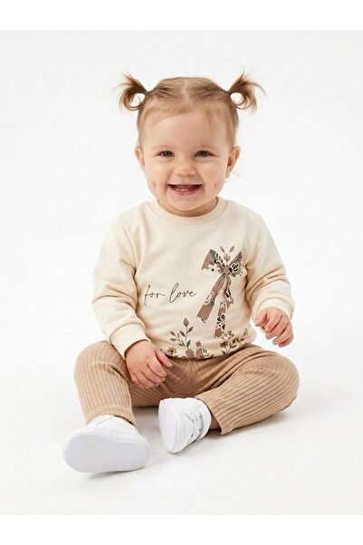 Kids Kingdom 2-Piece Baby Girl Tights Set with Cotton Bow and Flower Detail