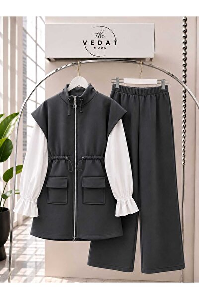 MODA VEDAT Women's High Neckline Waist Gathered Scuba Suit -0600