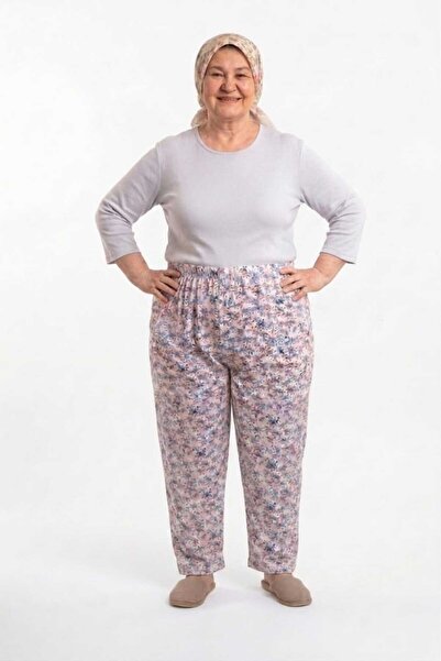 enmodaiçgiyim 5-Pack 100% Cotton Plus Size Women's Pajama Bottoms |   Mixed Floral Patterned Comfortable Mom and Grandma Pajamas |   Sleeping Band with Gift