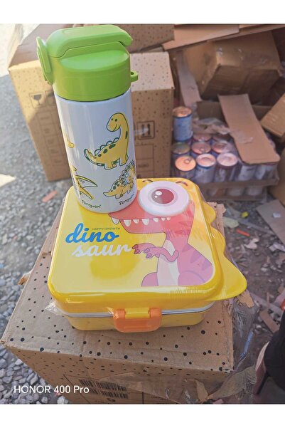 Lider MAGNESİA 2Lİ OKUL BAŞLANGIÇ SETİ PASLANMAZ ÇELİK 500ML MATARA+3 BÖLMELİ PASLANMAZ ÇELİK 2 KATLI BESLENME KABI DİNAZOR FİGÜRLÜ
