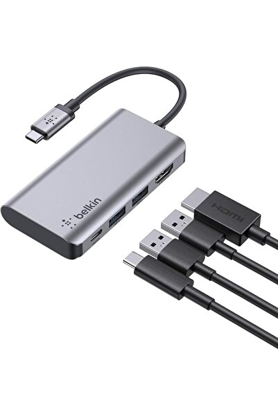 Belkin Limited محول بلكين USB C متعدد المنافذ 4 في 1 (مع منفذ HDMI بدقة 4K، و...