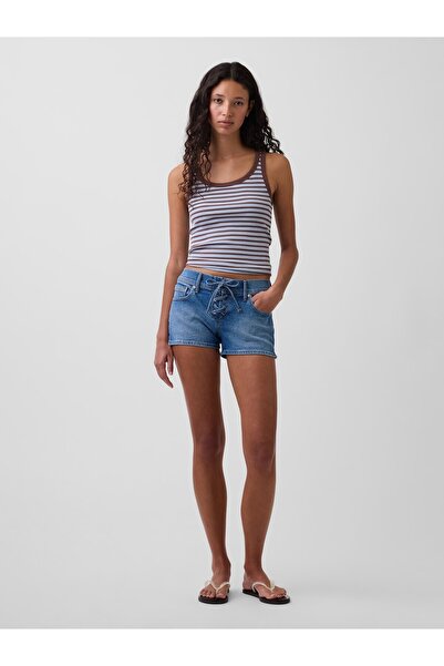 GAP Kadın Mavi 3" Low Rise Lace-Up Denim Şort