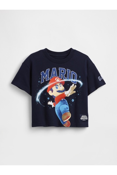 GAP Erkek Bebek Lacivert Süper Mario Oversized Grafik Baskılı T-Shirt