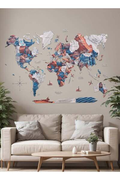 Enjoy The Wood Wooden World Map Wall Decor Travel Wall Art Home Decoration UA...
