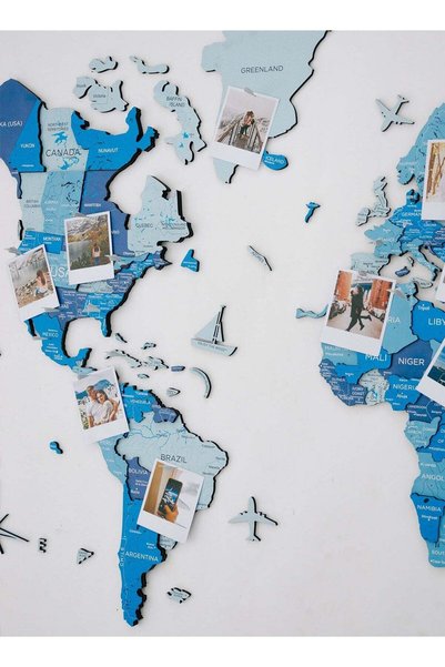 Enjoy The Wood Wooden World Map Wall Decor Travel Wall Art Home Decoration UAE, Azure