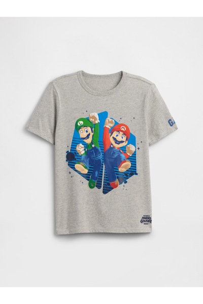 GAP Erkek Çocuk Gri Süper Mario Grafik Baskılı T-Shirt