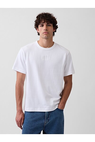 GAP Erkek Beyaz Heavyweight Relaxed Logo T-Shirt