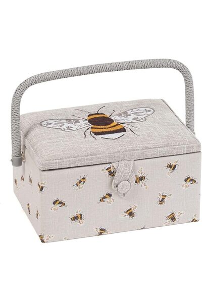Hobby Gift هدية هواية صندوق خياطة، خشب/قماش، نحلة مطرزة، مقاس M