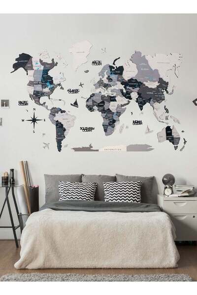 Enjoy The Wood Wooden World Map Wall Decor Travel Wall Art Home Decoration UA...