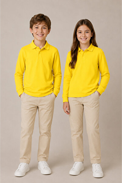 Soweto Children's Unisex 2-Piece Polo Collar Long Sleeve School T-Shirt 100% ...