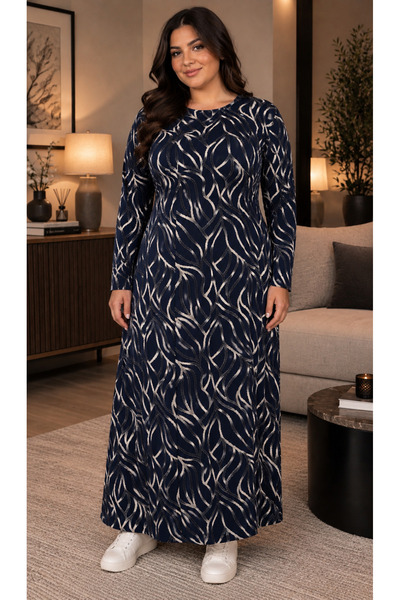Avero Women's Dress - Comfortable Fit - Plus Size - Patterned - Oversized - Viscose